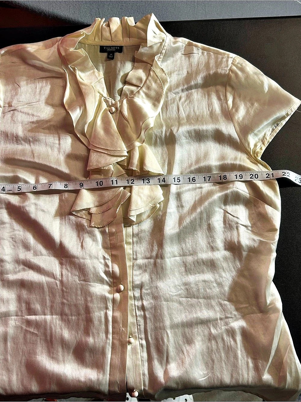 Talbots Cream Ruffle Blouse Size 14 - Picture 5 of 8